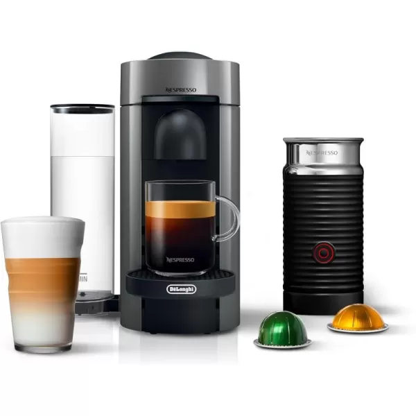 Nespresso VertuoPlus Coffee and Espresso Machine by De'Longhi with Aeroccino Milk Frother,Cherry Red