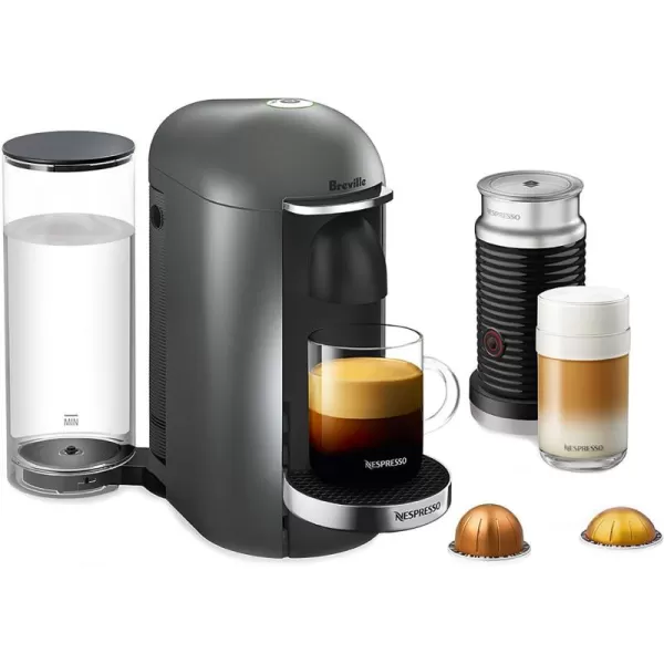 Nespresso VertuoPlus Deluxe Coffee and Espresso Machine by Breville with Milk Frother, Titan
