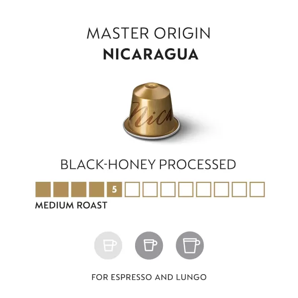 Nespresso Capsules OriginalLine, Nicaragua Master Origin, Medium Roast Coffee, 50 Count Coffee Pods, Brews 1.35oz 