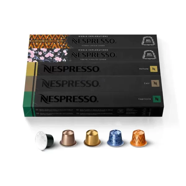 Nespresso Capsules OriginalLine, Mild Roast Blend Variety Pack, Mild Roast Coffee, 50 Count Espresso Coffee Pods, Brews 3.7 ounce and 1.35 ounce 