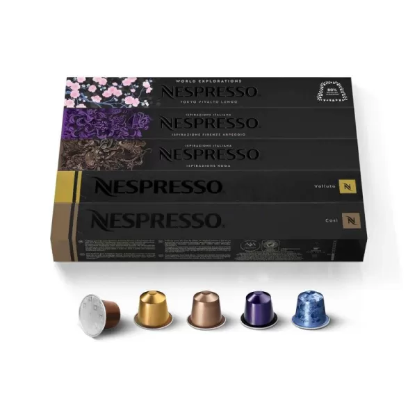 Nespresso Capsules OriginalLine, Mild Roast Blend Variety Pack, Mild Roast Coffee, 50 Count Espresso Coffee Pods, Brews 3.7 ounce and 1.35 ounce 