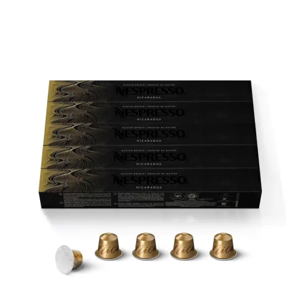 Nespresso Capsules OriginalLine, Nicaragua Master Origin, Medium Roast Coffee, 50 Count Coffee Pods, Brews 1.35oz 