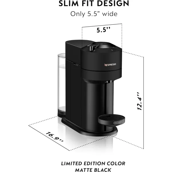 Nespresso Vertuo Next Coffee and Espresso Machine by De'Longhi, Limited Edition, 5 cups, Matte Black
