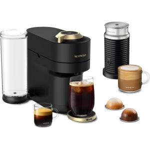 imageNespresso Vertuo Pop Deluxe Coffee and Espresso Maker by Breville with Milk Frother TitanMatte Black Gold