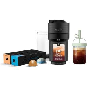 imageNespresso Vertuo Pop Coffee and Espresso Maker by DeLonghi Samra Origins by The Weeknd Vertuo Buna Yellow Aeroccino3 milk frotherLiquorice Black1