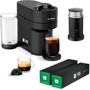 imageNespresso Vertuo Pop Coffee and Espresso Maker by Breville Samra Origins by The Weeknd Aeroccino3 Milk Frother and Togetherness Blend Double Espresso Light Roast 20Count Coffee Pods