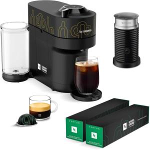 imageNespresso Vertuo Pop Coffee and Espresso Maker by DeLonghi Samra Origins by The Weeknd Aeroccino3 Milk Frother and Togetherness Blend Double Espresso Light Roast 20Count Coffee Pods