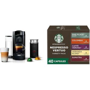 image:imageDeLonghi Nespresso Vertuo Plus Coffee and Espresso Maker with Milk Frother Ink Black  Starbucks by Nespresso Capsules Vertuo Line