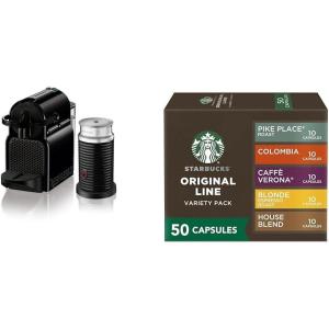 image:imageNespresso Inissia Espresso Machine by DeLonghi with Milk Frother Black  Starbucks Capsules Original Line