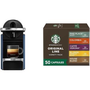 image:imageNespresso Pixie Espresso Machine by DeLonghi Navy Blue  Starbucks Capsules Original Line