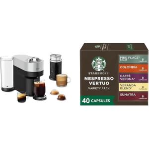 image:imageNespresso Vertuo Pop Deluxe Coffee and Espresso Maker by DeLonghi with Milk Frother Silver  Starbucks Capsules Vertuo Line