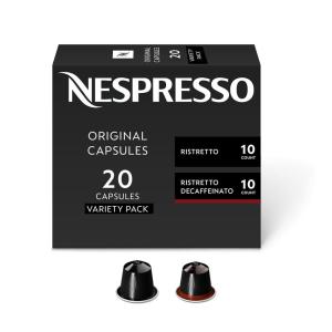 image:imageNespresso Capsules Original Ristretto Variety Pack Dark Roast Espresso Coffee 20  Count Pack of 1 Coffee Pods