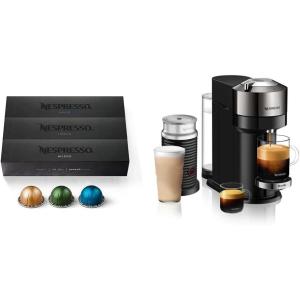 image:imageNespresso Vertuo Next Deluxe Coffee and Espresso Maker Pure Chrome with Aeroccino Milk Frother Capsules VertuoLine Medium and Dark Roast Coffee Variety Pack 30 countMachine  Frother  Coffee
