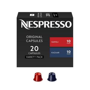 image:imageNespresso Capsules Original Intense Variety Pack Napoli and Kazaar Espresso Coffee 20 Count Espresso Coffee Pods Pack of 1 Brews 085 oz and 135ozNapoli and Kazar Variety