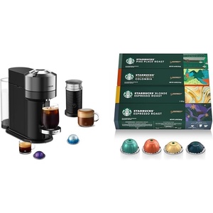 image:imageNespresso Vertuo Next Deluxe Coffee and Espresso Maker by Breville with Aeroccino Milk Frother Dark Chrome  Starbucks Capsules