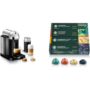 image:imageNespresso Vertuo Coffee and Espresso Maker by Breville Chrome with Aeroccino Milk Frother  Starbucks Capsules