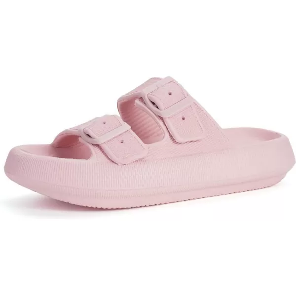 imageBRONAX Pillow Slippers for Women and Men  Adjustable Double Buckle Shower Slides  Cushioned Thick Sole SandalsY15  Pink