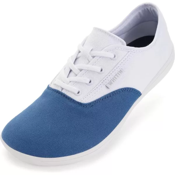 imageWHITIN Mens Wide Canvas Barefoot Sneakers  Zero Drop Sole  Minimalist FootwearW87  Blue White