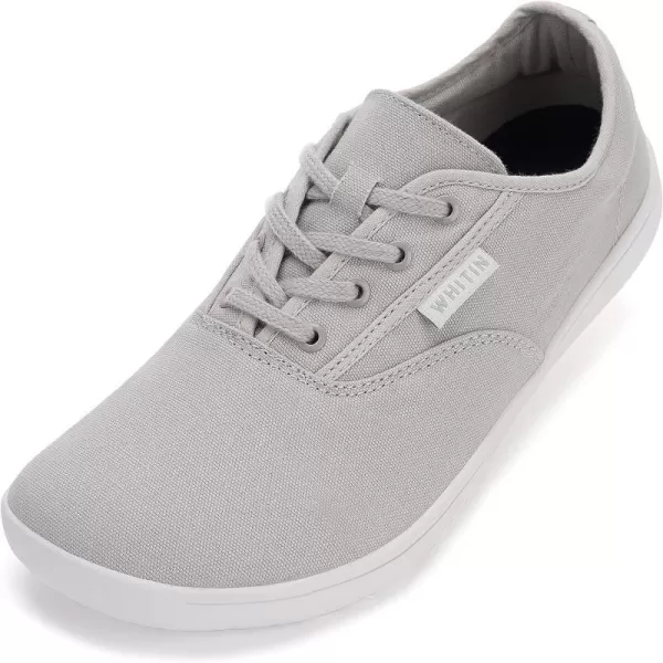 imageWHITIN Mens Wide Canvas Barefoot Sneakers  Zero Drop Sole  Minimalist FootwearW87  Light Grey