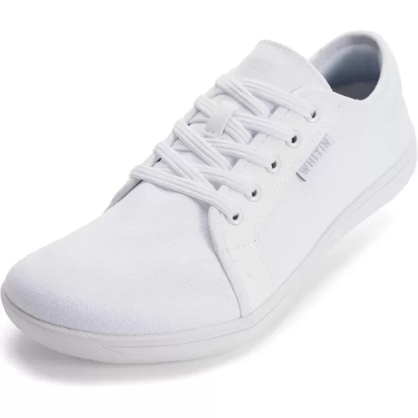 imageWHITIN Mens Wide Canvas Minimalist Barefoot Sneakers  Zero Drop Sole  Ultimate Toe FreedomW81v2 All White  Canvas