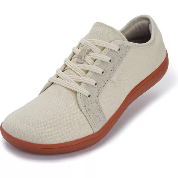 imageWHITIN Mens Wide Canvas Minimalist Barefoot Sneakers  Zero Drop Sole  Ultimate Toe FreedomW81v2 Beige Gum  Canvas