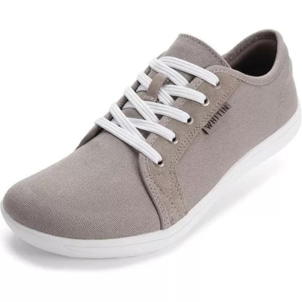 imageWHITIN Mens Wide Canvas Minimalist Barefoot Sneakers  Zero Drop Sole  Ultimate Toe FreedomW81v2 Brown Grey  Canvas