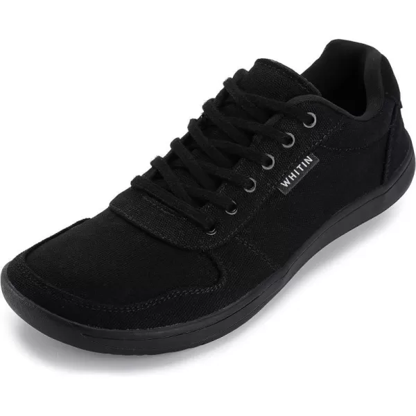 imageWHITIN Mens Wide Toe Box Barefoot Shoes  Canvas Minimalist Sneakers  Zero Drop SoleW882  All Black