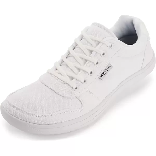 imageWHITIN Mens Wide Toe Box Barefoot Shoes  Canvas Minimalist Sneakers  Zero Drop SoleW882  White