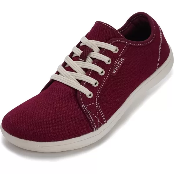 imageWHITIN Womens Minimalist Barefoot Shoes  Zero Drop Sole  Wide Width Fashion SneakerW81v2 Canvas  Burgundy