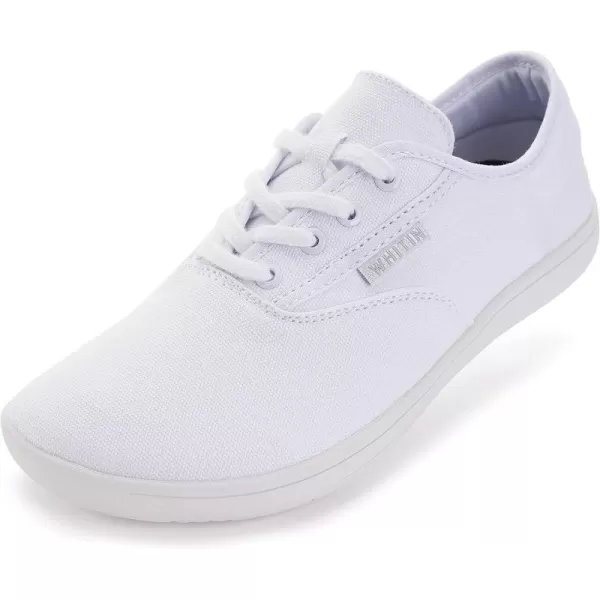 imageWHITIN Womens Wide Canvas Barefoot Shoes  Zero Drop Sole  Minimalist Casual SneakerW87  All White