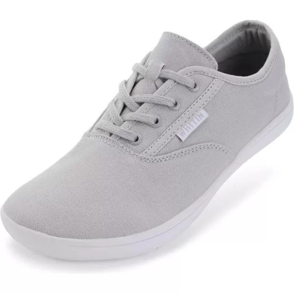 imageWHITIN Womens Wide Canvas Barefoot Shoes  Zero Drop Sole  Minimalist Casual SneakerW87  Grey
