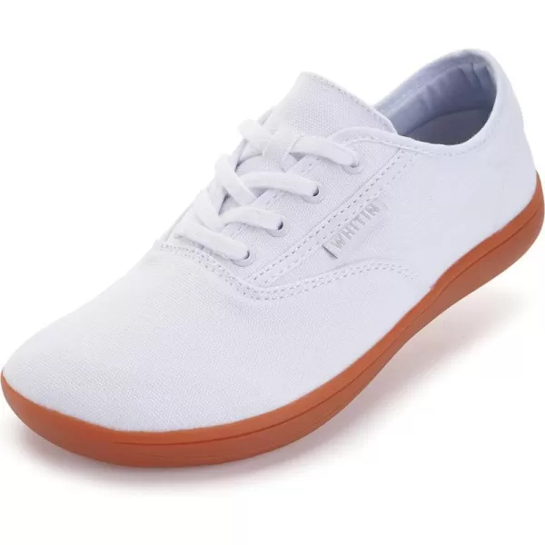 imageWHITIN Womens Wide Canvas Barefoot Shoes  Zero Drop Sole  Minimalist Casual SneakerW87  White Gum