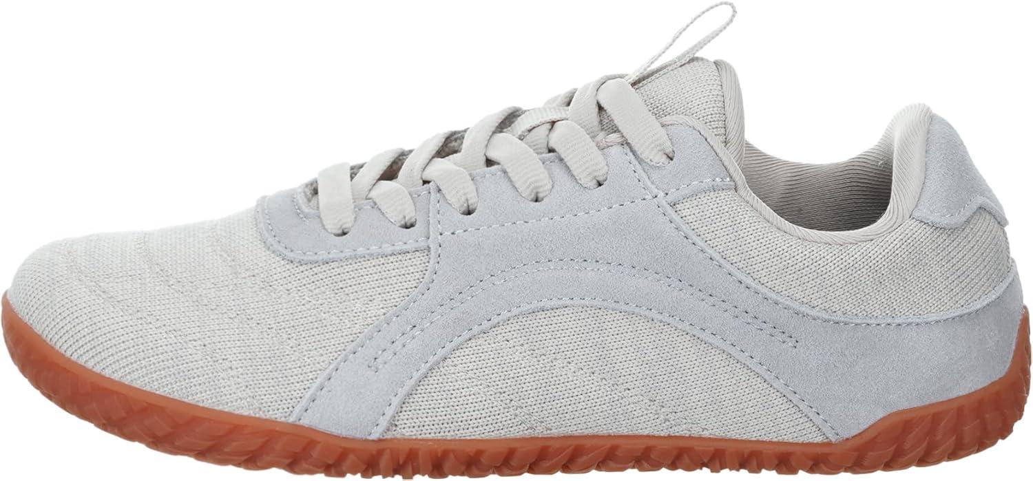 imageWHITIN Womens Wide Barefoot Sneakers  Retro TrackInspired Trainer  Zero Drop LifestyleBeige Grey