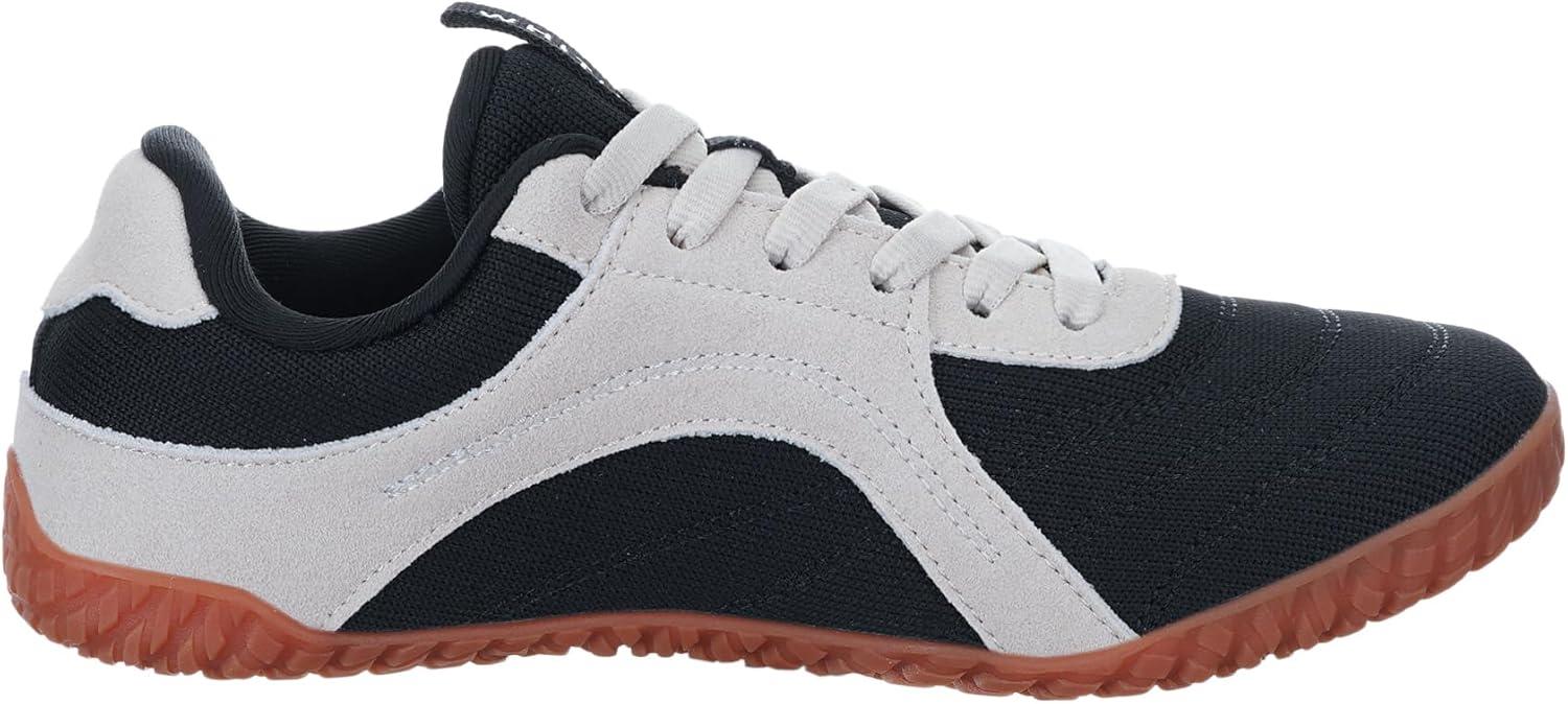 imageWHITIN Womens Wide Barefoot Sneakers  Retro TrackInspired Trainer  Zero Drop LifestyleBlack Gum