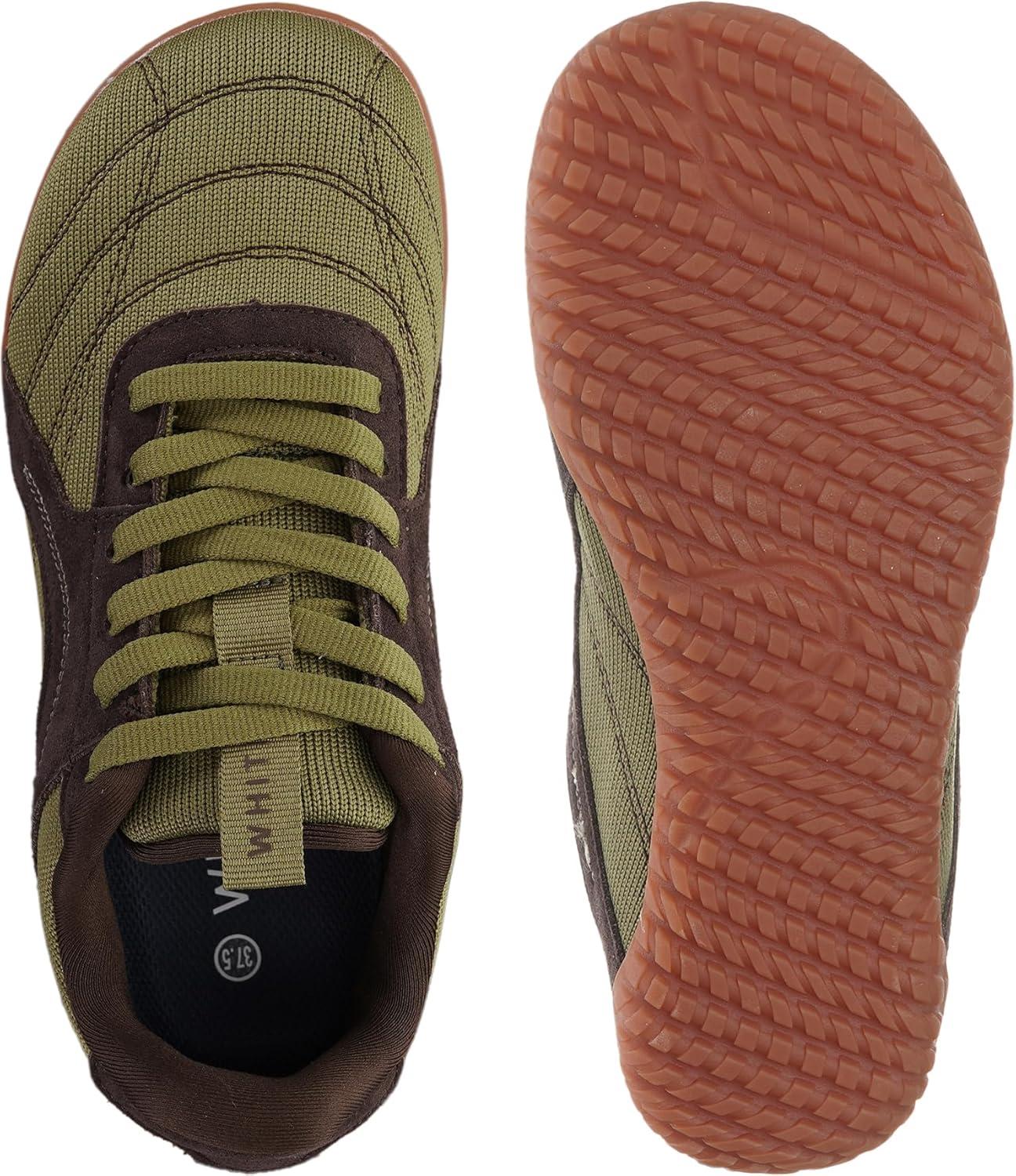 imageWHITIN Womens Wide Barefoot Sneakers  Retro TrackInspired Trainer  Zero Drop LifestyleGreen Gum