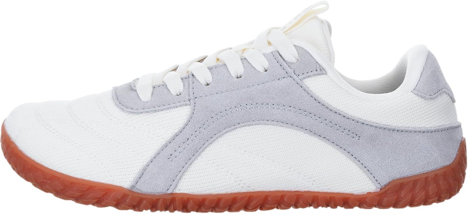 imageWHITIN Womens Wide Barefoot Sneakers  Retro TrackInspired Trainer  Zero Drop LifestyleWhite Gum