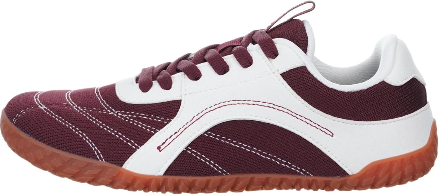 imageWHITIN Womens Wide Barefoot Sneakers  Retro TrackInspired Trainer  Zero Drop LifestyleWine Gum