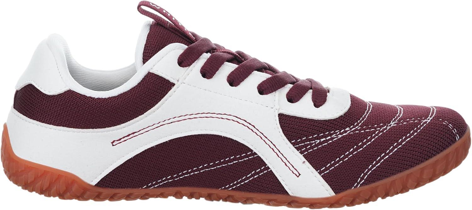 imageWHITIN Womens Wide Barefoot Sneakers  Retro TrackInspired Trainer  Zero Drop LifestyleWine Gum