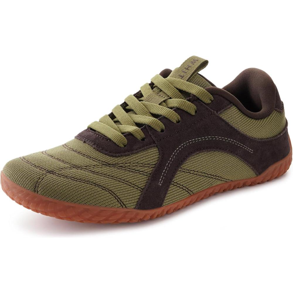 imageWHITIN Womens Wide Barefoot Sneakers  Retro TrackInspired Trainer  Zero Drop LifestyleGreen Gum
