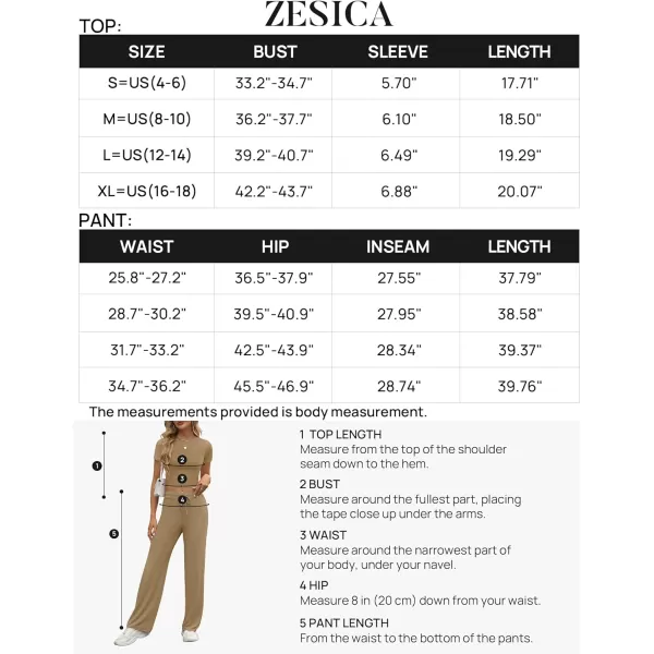 imageZESCA Womens 2 Piece Lounge Sets Casual Y2K Outfits Short Sleeve Crop Top Fold over Flare Pants TracksuitsBrown