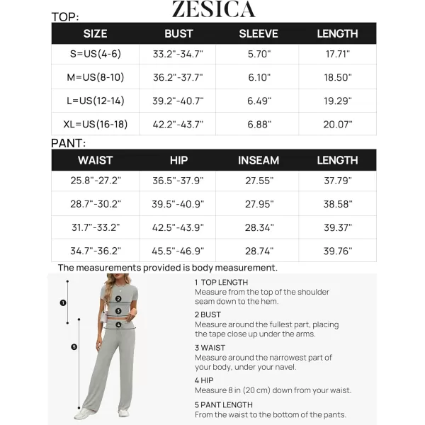 imageZESCA Womens 2 Piece Lounge Sets Casual Y2K Outfits Short Sleeve Crop Top Fold over Flare Pants TracksuitsGrey