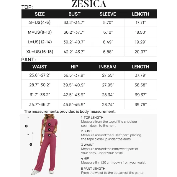 imageZESCA Womens 2 Piece Lounge Sets Casual Y2K Outfits Short Sleeve Crop Top Fold over Flare Pants TracksuitsHot Pink