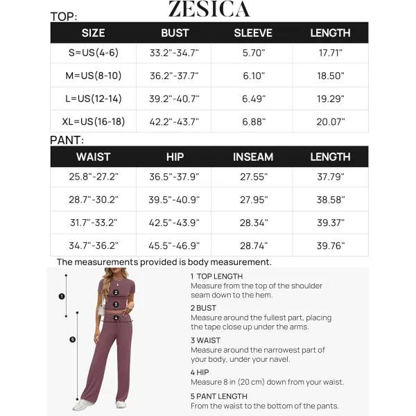 imageZESCA Womens 2 Piece Lounge Sets Casual Y2K Outfits Short Sleeve Crop Top Fold over Flare Pants TracksuitsPurple