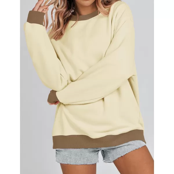 imageZESICA 2023 Sweatshirts for Women Casual Oversized Long Sleeve Crewneck Y2K Fleece Loose Pullover Sweatshirt TopsApricot