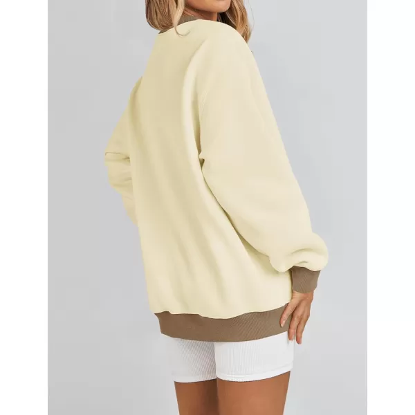 imageZESICA 2023 Sweatshirts for Women Casual Oversized Long Sleeve Crewneck Y2K Fleece Loose Pullover Sweatshirt TopsApricot