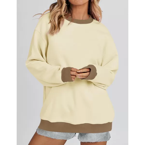 imageZESICA 2023 Sweatshirts for Women Casual Oversized Long Sleeve Crewneck Y2K Fleece Loose Pullover Sweatshirt TopsApricot