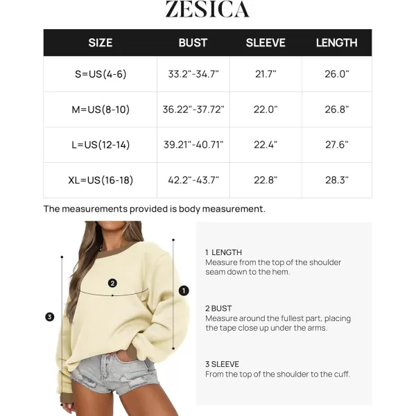 imageZESICA 2023 Sweatshirts for Women Casual Oversized Long Sleeve Crewneck Y2K Fleece Loose Pullover Sweatshirt TopsApricot