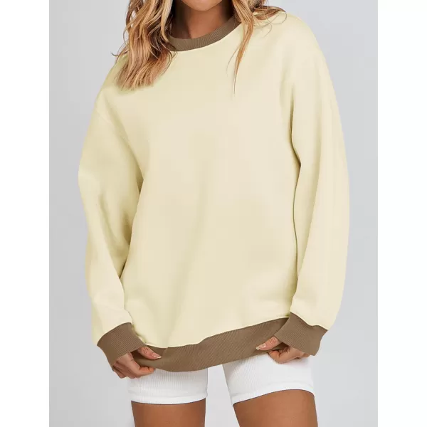 imageZESICA 2023 Sweatshirts for Women Casual Oversized Long Sleeve Crewneck Y2K Fleece Loose Pullover Sweatshirt TopsApricot