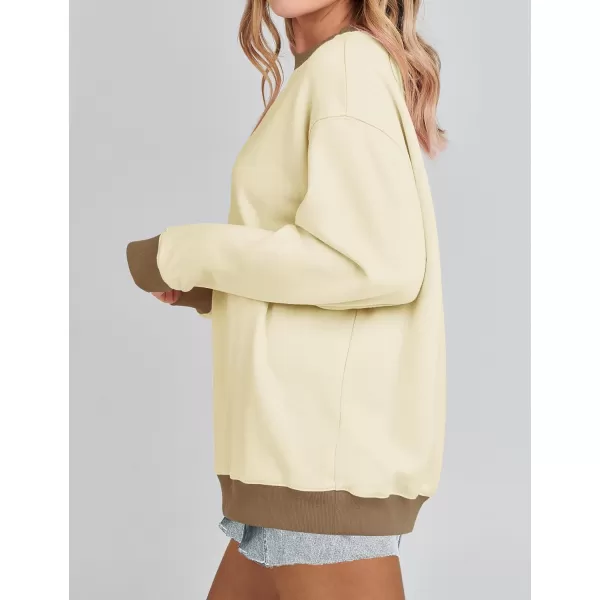 imageZESICA 2023 Sweatshirts for Women Casual Oversized Long Sleeve Crewneck Y2K Fleece Loose Pullover Sweatshirt TopsApricot