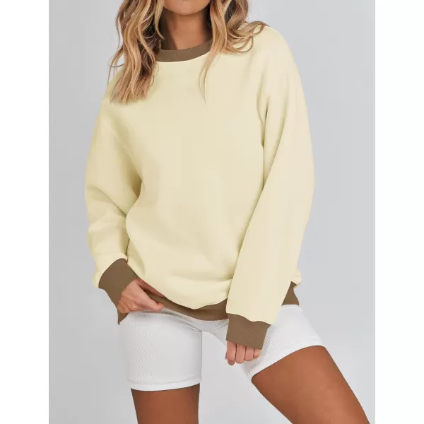 imageZESICA 2023 Sweatshirts for Women Casual Oversized Long Sleeve Crewneck Y2K Fleece Loose Pullover Sweatshirt TopsApricot